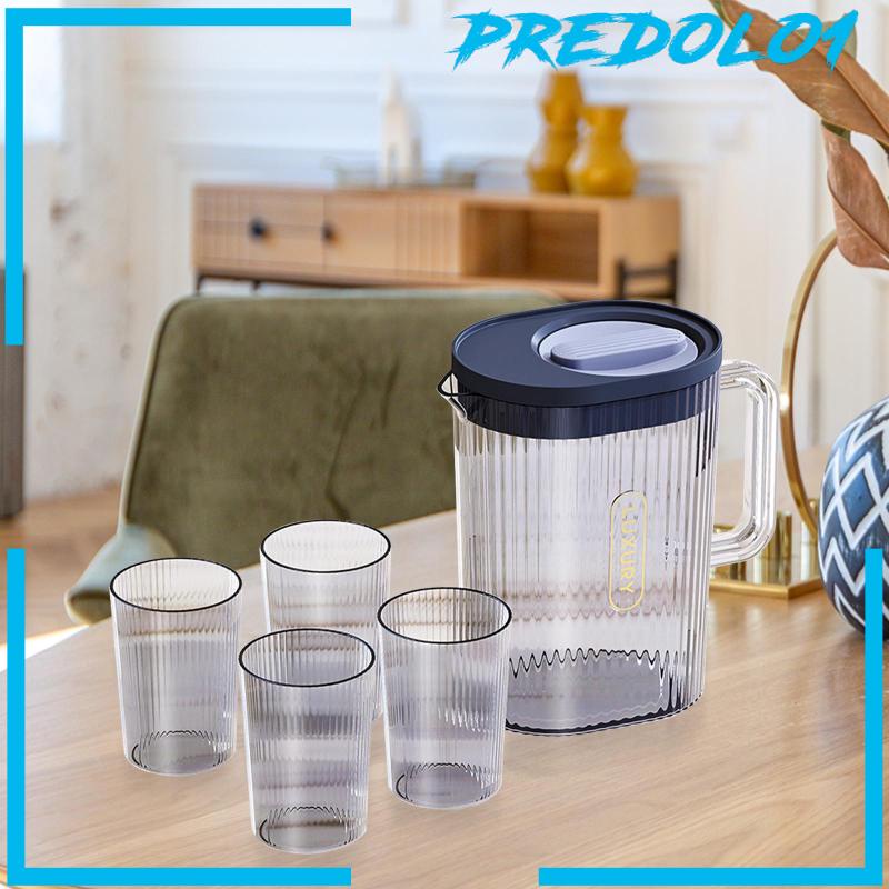 [Predolo1] Pitcher Air Besar Pitcher Air Panas Atau Dingin Dengan 4gelas Anti Bocor Dengan Tutup Dan Pegangan 70oz Lemon Kettle Cold Water Juice Jar Untuk Rumah Tangga