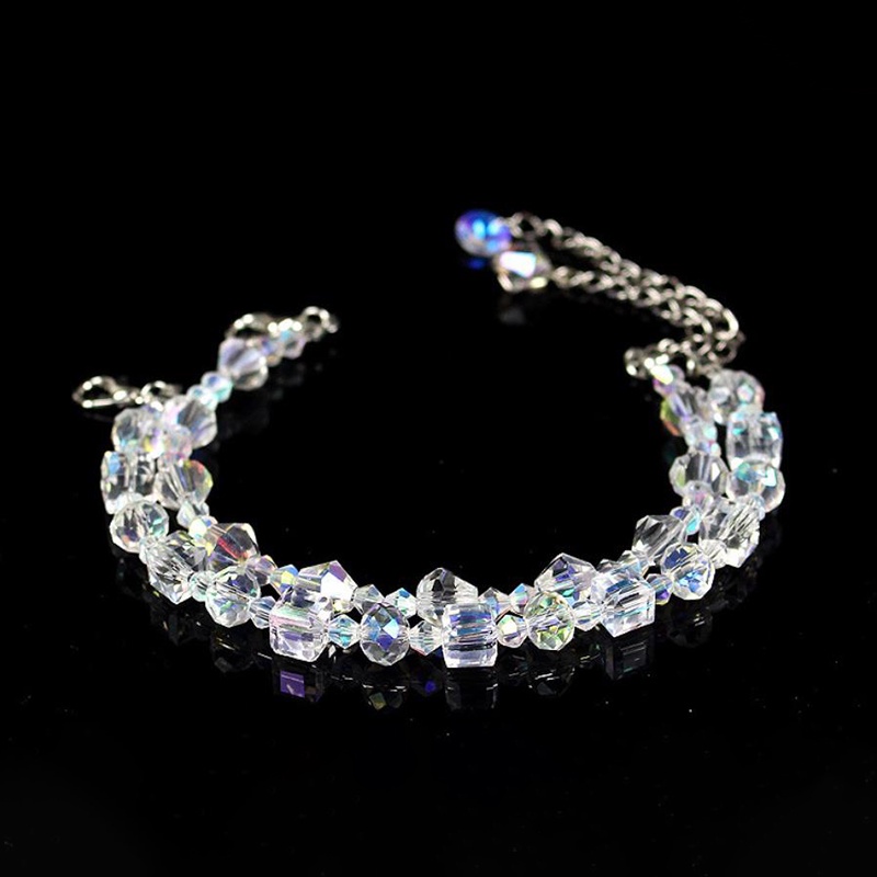 Mornin Fashion Shine Crystals Stone Bracelet Untuk Wanita Adjustable AB Color Square Beaded Bracelet Gadis Pesta Perhiasan Hadiah id