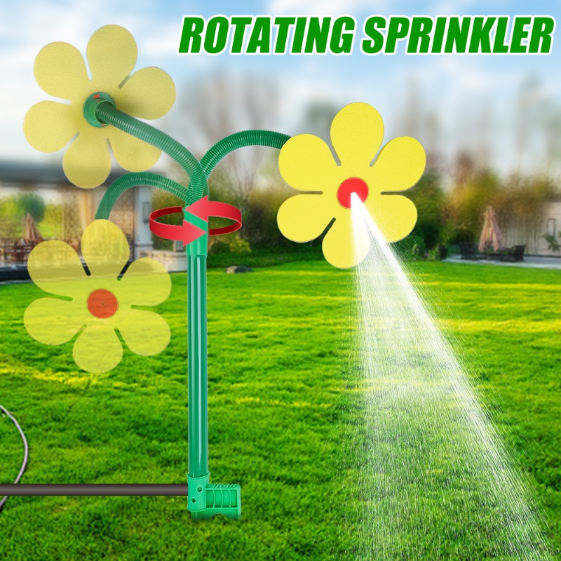 3warna Sprinkler Rumput Halaman Kreatif Dapat Diputar/ Taman Lucu Bentuk Bunga Matahari Alat Irigasi Penyiraman Rumput