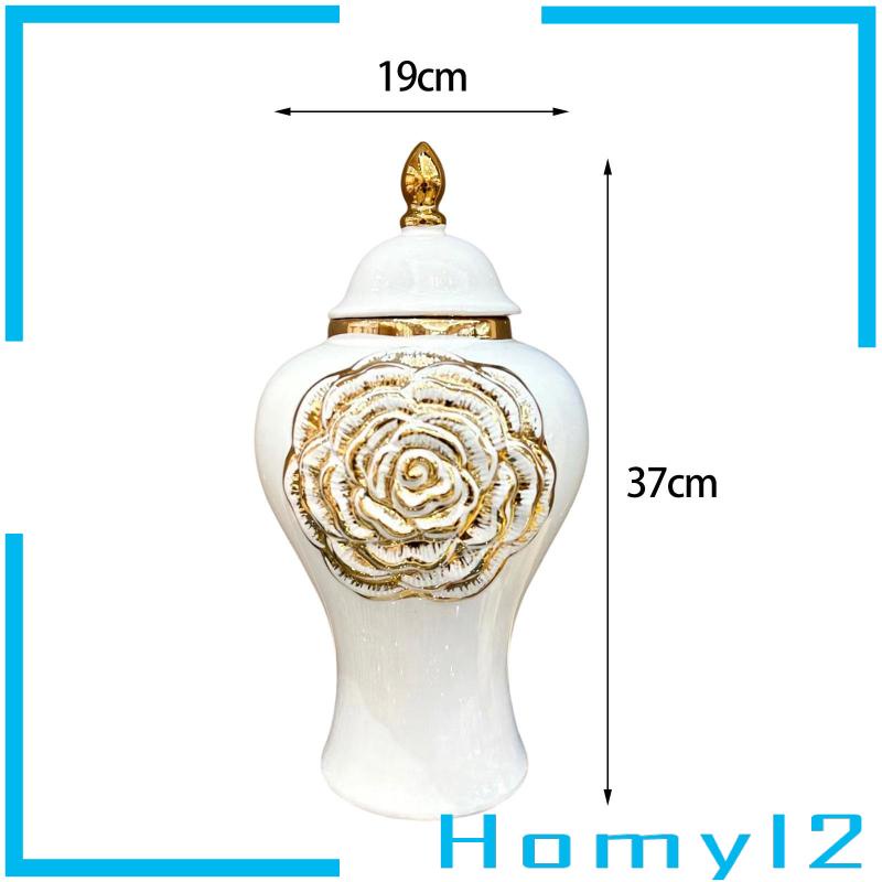 [HOMYL2] Toples Penyimpanan Vas Keramik Dengan Tutup Temple Jar Glazed Home Accent Piece Modern