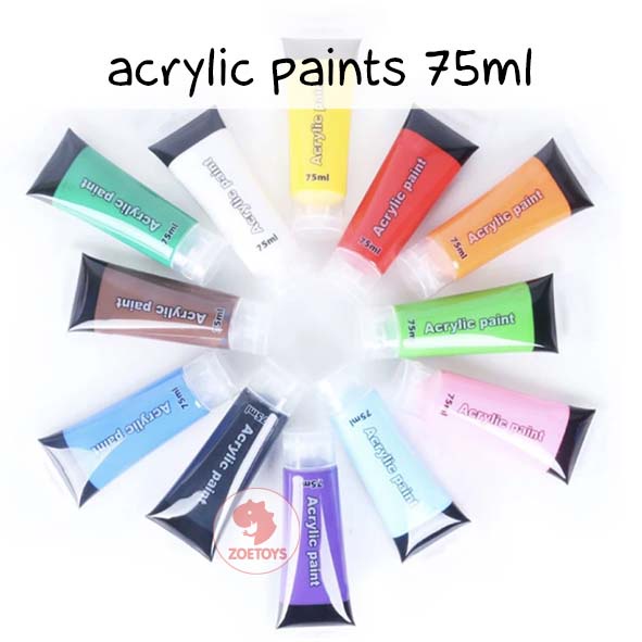 Zoetoys Acrylic Paints 75 ml | Perlengkapan Mewarnai Melukis Painting | Cat Lukis Akrilik | Mainan Edukasi Anak