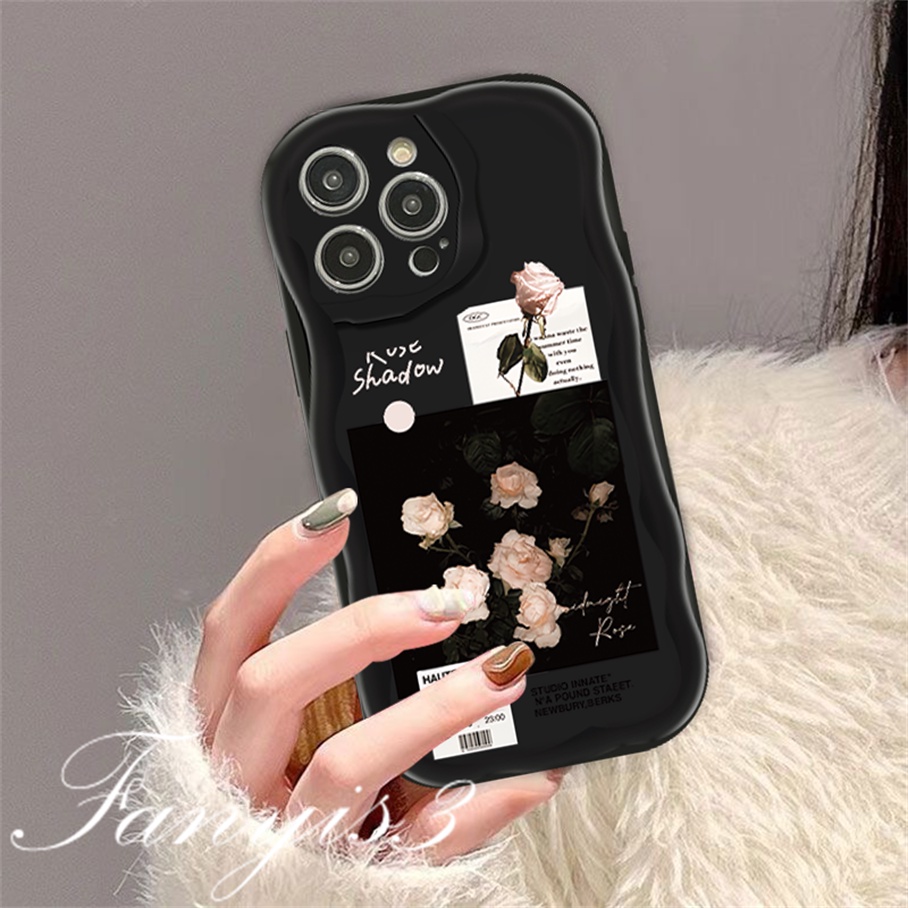 Redmi 12 12C A1 10C 10 10A 9 9A 9C 9T Note 12 12s 11s 10s 11 10 9s 9 Pro Xiaomi Poco X3 X3NFC X3Pro 12 11 Lite Romantis Mawar Bergelombang Tepi Melengkung Casing Ponsel TPU Soft Cover