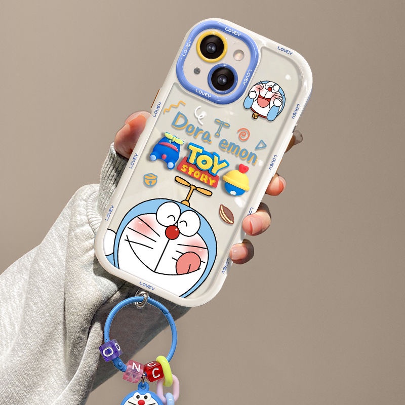 Stereoscopic Doll Puff Doraemon Silicone SoftCase iPhone XR XS Max 11 12 13 14 Pro Max 14 Plus Girl Woman's Fashion Pretty Cute Phone Case