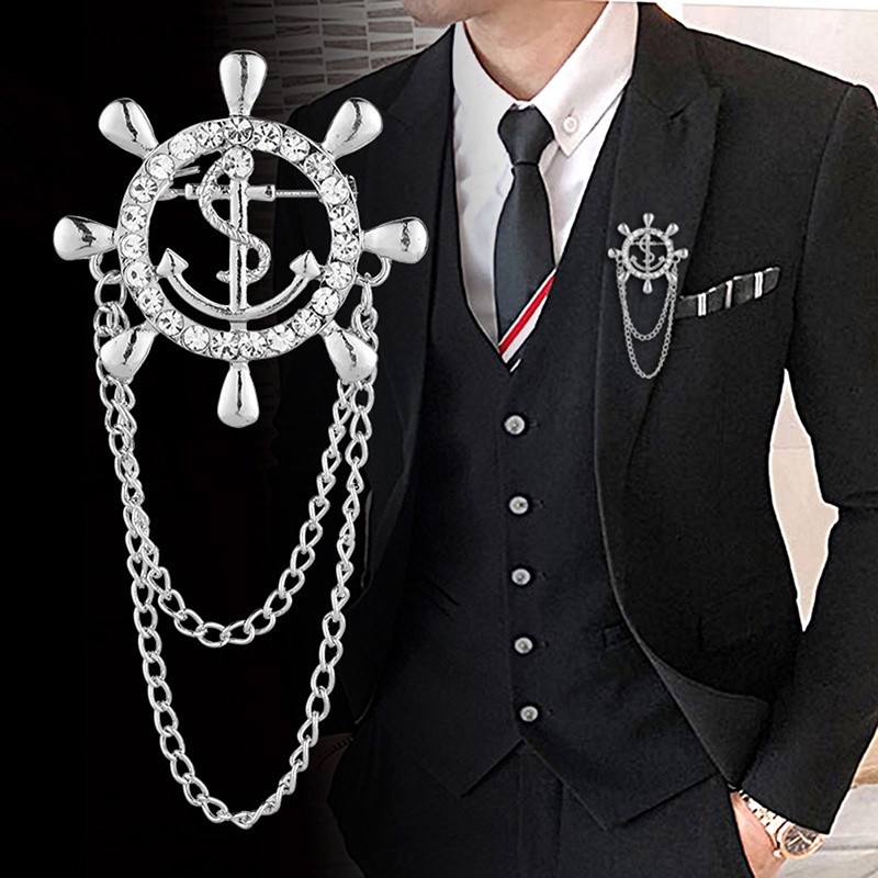 Mornin Rumbai Kemudi Bros Navy Korsase Perahu Jangkar Pin Jas Boutonniere Lencana Bros id