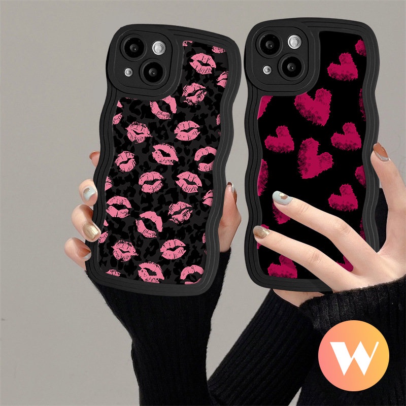 Wavy Edge Soft Cover Untuk Infinix Smart5 4 6 Plus Hot12 9 11 10 Play Hot 20 12i 10s 20s 9 10 11s 10Lite 8 12 Pro Note 10Pro 12 G96 Graffiti Love Heart Retro Leopard Lip Print Sarung