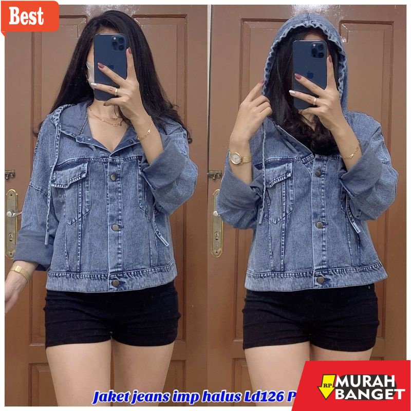Jaket denim wanita terbaru- JAKET HOODIE WANITA JEANS TERBARUJAKET JEANS IMPORT OVERSIZE WANITA TERB