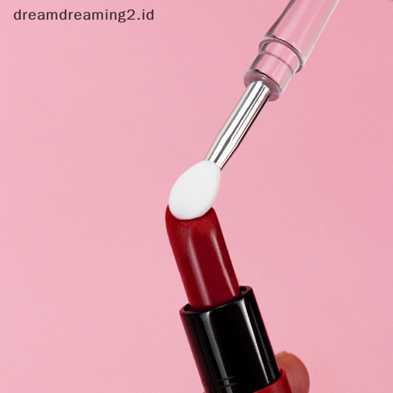 (drea) 1pc Lip Gloss Aplikator Kuas Bibir Silikon Dengan Tutup Debu Brush Makeup //