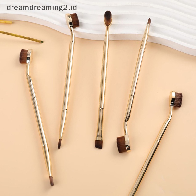 (drea) 1pc Kuas Makeup Kepala Ganda Cream Puff Toothbrush Brush &amp; Brush Alis //