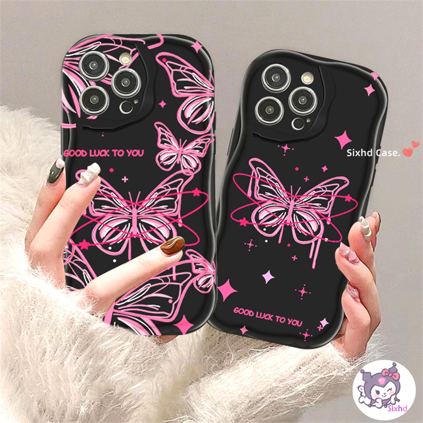 Redmi 12 12C 10C 9T 9C Note 12s 12 11 12s 11s 10s 9s 10Pro Redmi A2 A1 10 11A 10A 9A Xiaomi 11 Lite 12 Lite Poco X3Pro Ins Purple Butterfly 3D Curved Edge Wave Glossy Phone Case Lembut