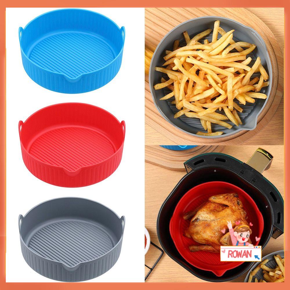 R-FLOWER Menebal Panci Silikon Bulat Lembut Masak Piring Pizza AirFryer Aksesoris Baking Basket