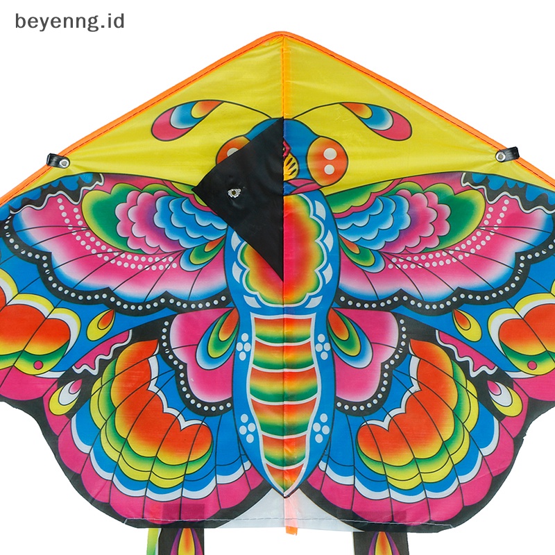 Beyen 1Set 90*50cm Kupu-Kupu Dicetak Ekor Panjang Layangan outdoor kite toy Dengan handle line ID