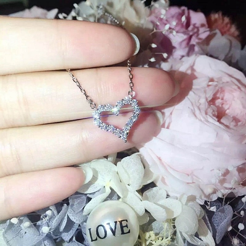 Korea Ins Trend Super Peri Cupid Kalung Jantung Angin Dingin Berlian Sederhana Cinta Kecil Rantai Klavikula