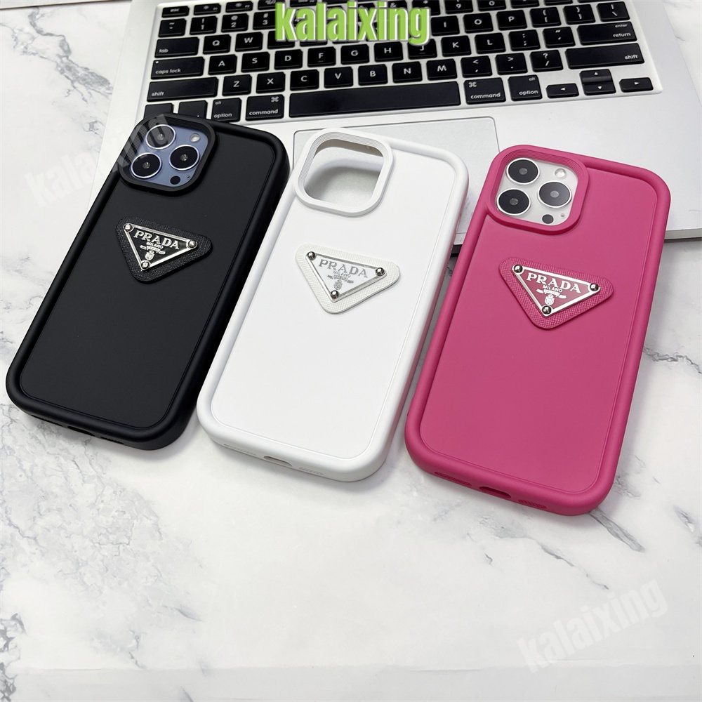 IPHONE Casing Ponsel 3D Prada Bahan Silikon Warna Solid Untuk Iphone14 13 12 11 Pro Max14 Plus 13Pro X Xs Max Xr Soft Casing