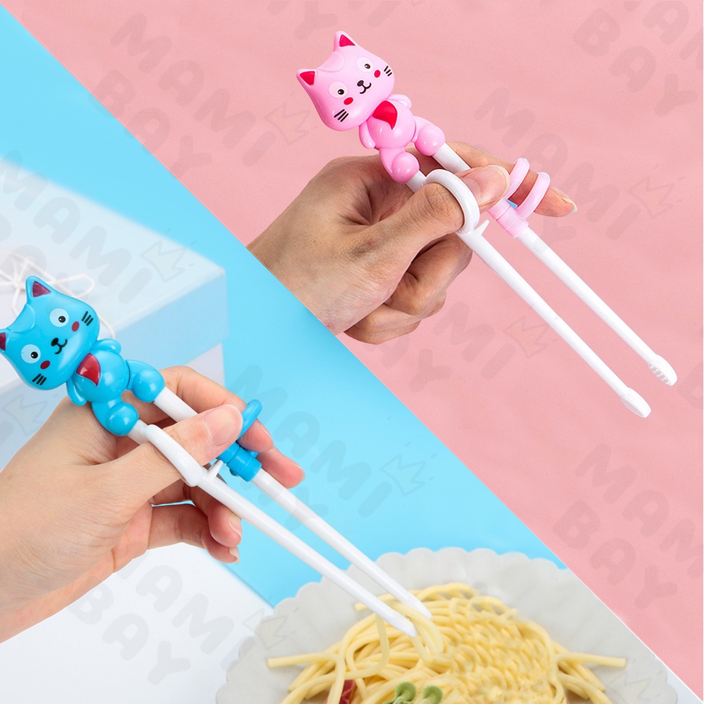 Mamibayi Sumpit Belajar Bayi Model Kucing Peralatan Makan Anak Bayi Children Training Chopstick Lucu