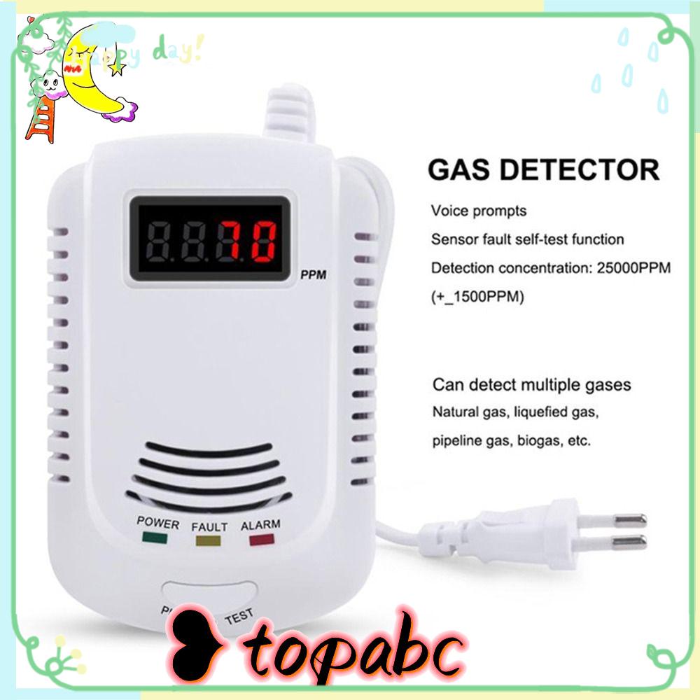 TOP Detektor Gas Standalone Plug-In LCD Display Peringatan Suara Sensor Kebocoran