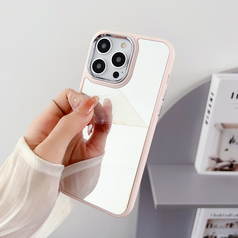 Electroplated silver Mke up Mirror SoftCase IPhone 7 8 Plus X Xr XS Max IPhone 11 12 13 14 Pro Max women's Fashion Camera protect Phone Case