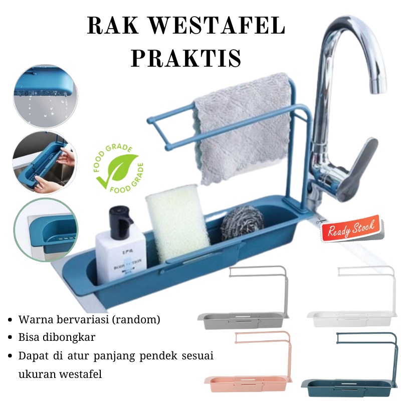 GOS B301 -Rak Gantung Wastafel Penyimpanan Spons Cuci Piring Sabun Rak Pengering Drain Rack