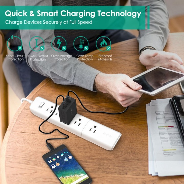 921 Charger AUKEY PA-Y2 - Desktop Wall Combo Charger USB Port and Type-C QC3.0