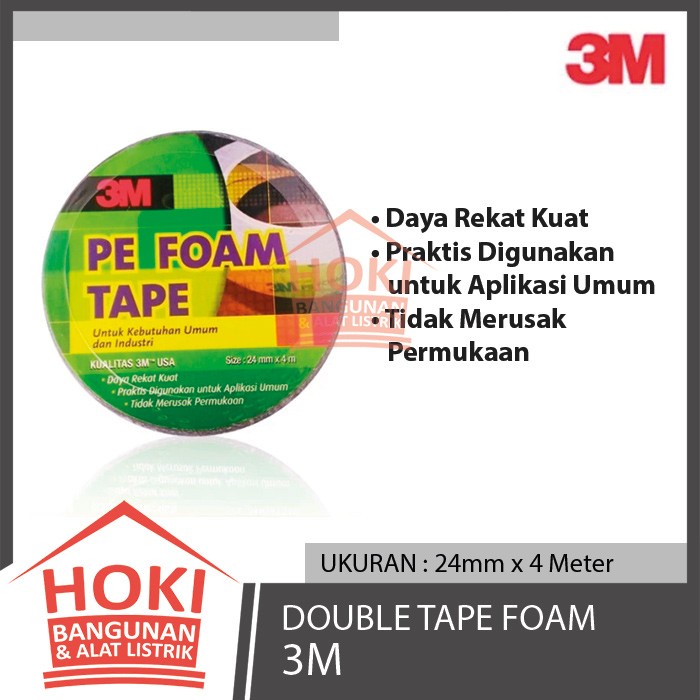 

DOUBLE TAPE FOAM 3M ORIGINAL 24mm x 4m Isolasi Spons Busa Timbal Balik