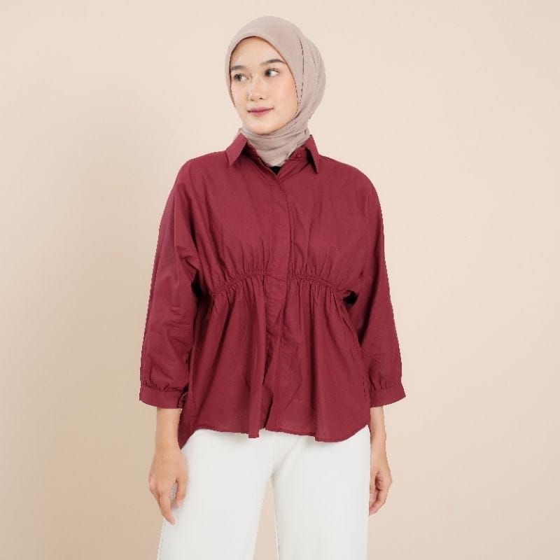 ZASKIYA- Kemeja Blouse Wanita Aliya / Kemeja Wanita Kerut Depan Aliya Shirt