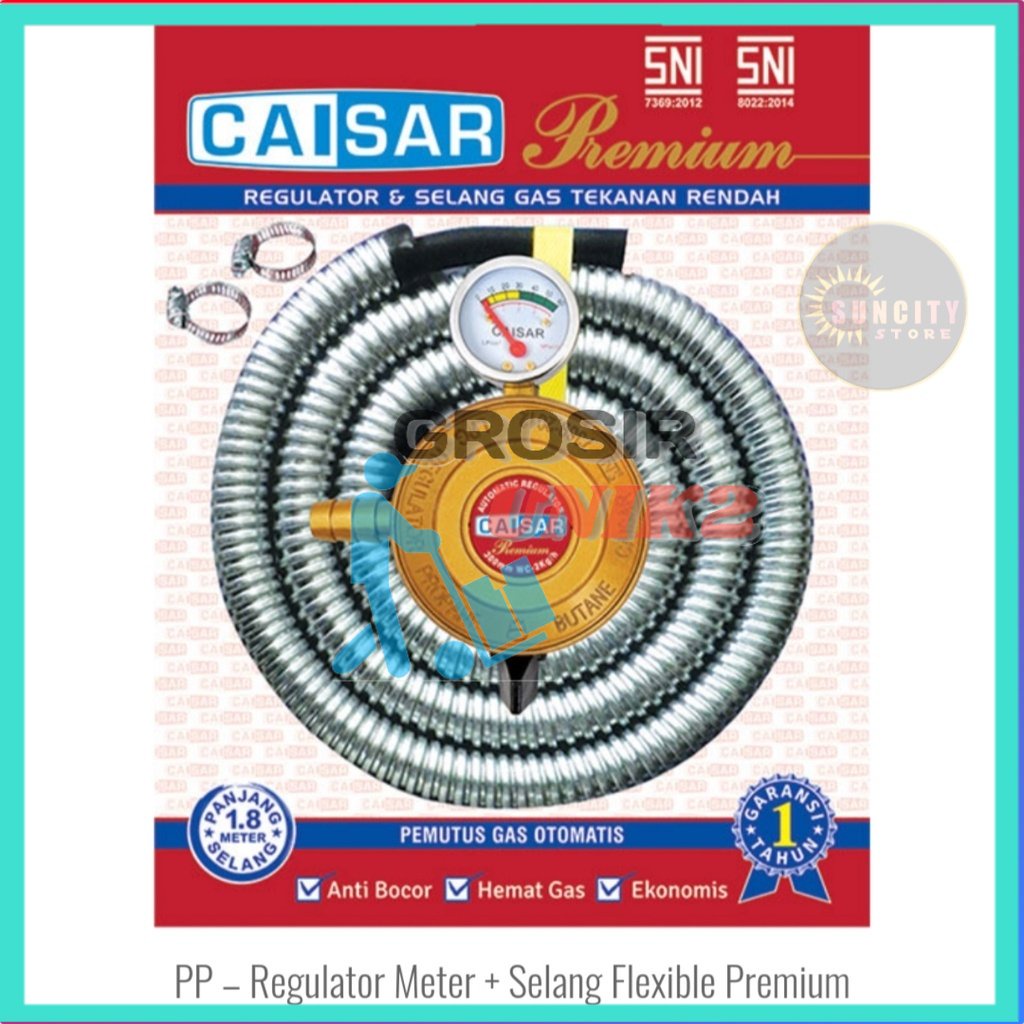 Caisar Regulator Meter + Selang Gas Flexible Premium 1,8 Meter