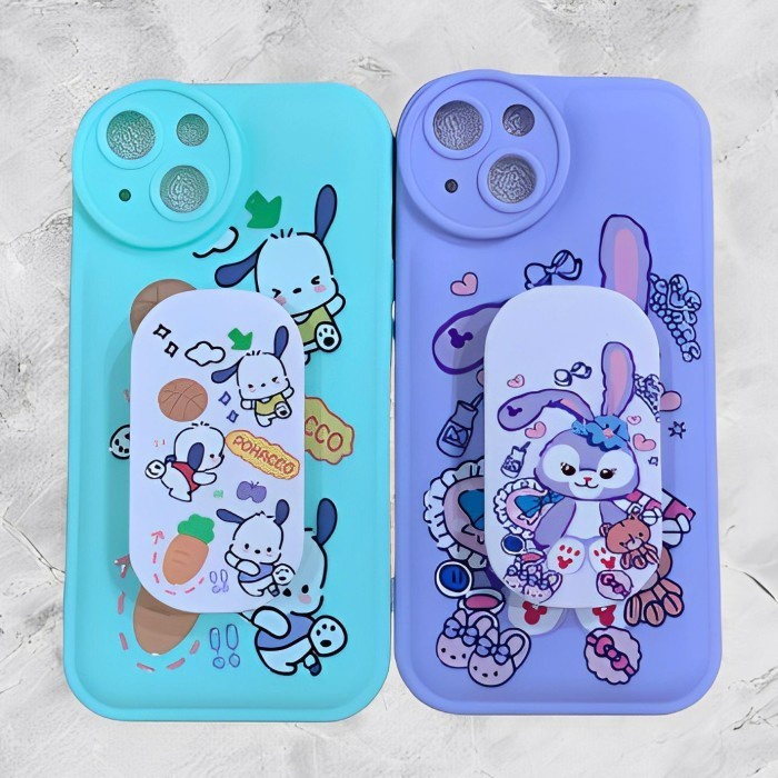 Case Melody Cute Standing iPhone 13/13 Pro/13 Pro Max Softcase Motif Timbul Kuromi Cinamon Melody Stitch Bahan Tebal Cartoon Series