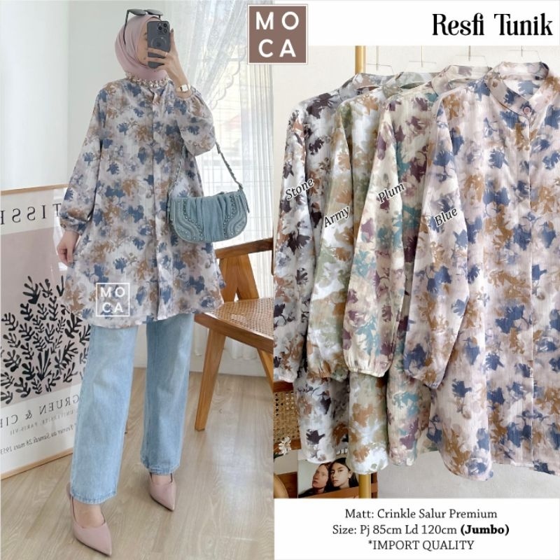 RESFI TUNIK Jumbo ORI MOCA | Ld120 Crinkle Salur Premium