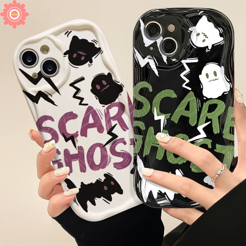 Casing Soft Case Untuk Redmi10 9T A1 A2 10C 9C Nfc9 10A 9A Redmi Note11 9 8 12 10s 11s 10 Pro Max 10Pro POCO M3 Couple Kartun Lucu Graffi Hantu 3D Bergelombang Melengkung Pinggiran Cover