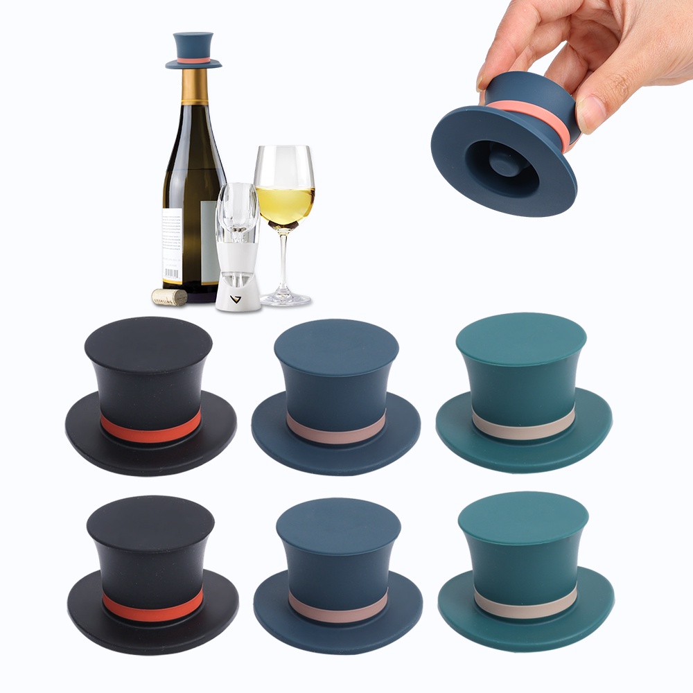 Reusable Wine Drink Bottles Sealers/Creative Wine Preserver Kitchen Tools/Rumah Tangga Champagne Stopper Magic Hat Decorative/Silikon Magic Cap Bottle Stopper/