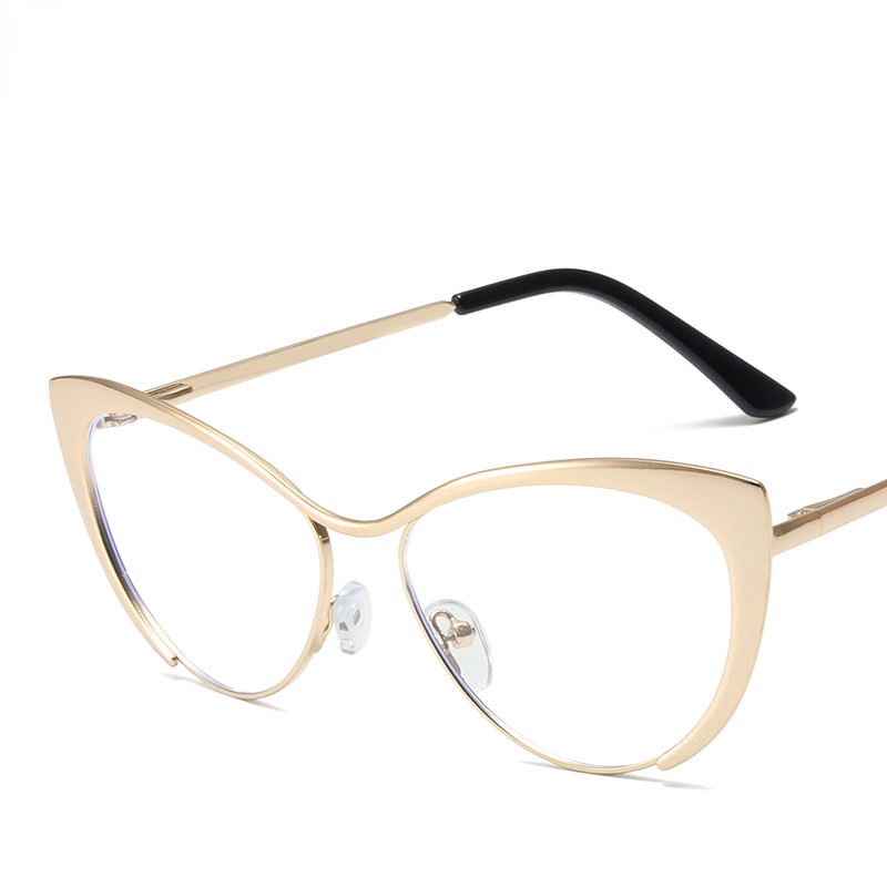 Kacamata Retro Gold Triangle Cat Eye Anti Blue Light TR90 Frame