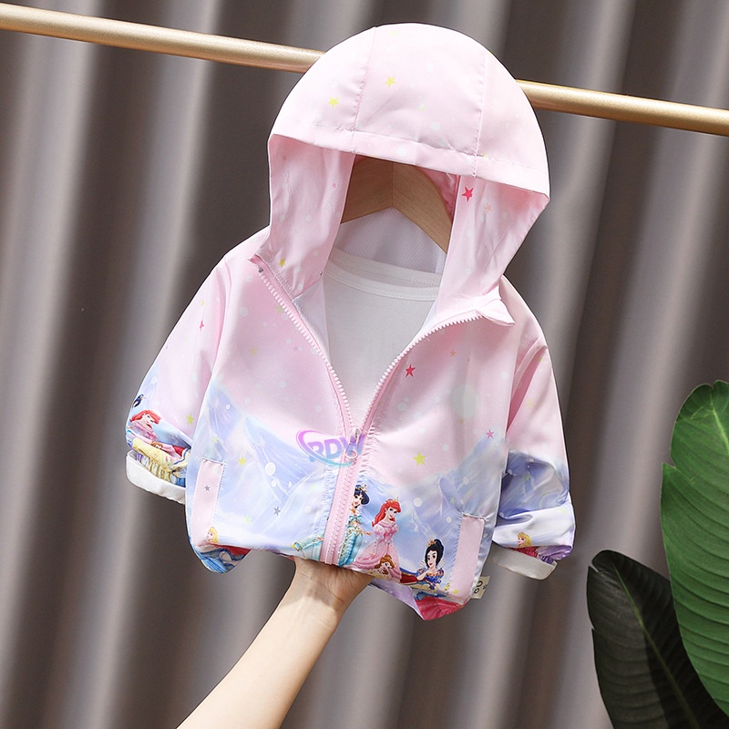 Jaket Anak Perempuan Dengan Topi Gambar Unicorn Princess Snow White Cinderella Aurora Belle Putri Ja