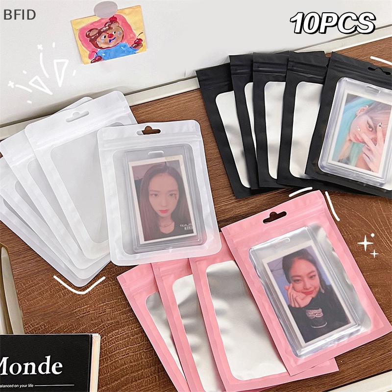 [BFID] 10pcs Card Photocard Storage Bag Warna Matte Transparan Ziplock Bag Gift Packaging Bag Stiker Kantong Kemasan Lengan Kartu [ID]