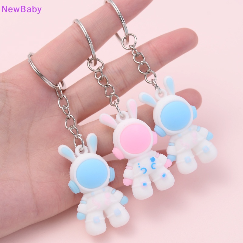 &lt;ne1&gt; Ewbaby eute kartun 3 tedy kelinci spaceman figure boneka gantungan kunci keyring untuk wanita pria bunny astronot gantungan kunci mobil ring tas charm liontin dalika