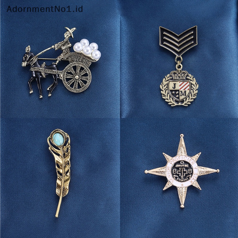 [AdornmentNo1] Vintage emas singa bros pria jas Harajuku Broches Lapel pin Retro kreatif cahaya Niche korsase aksesoris perhiasan pria