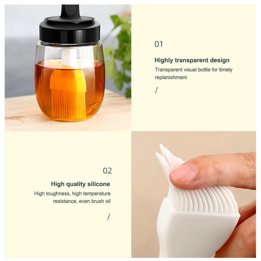 Botol Minyak Dengan Kuas Baking Pastry Roti Mentega Alat Oles Dapur Tahan Panas Dispenser Transparan Bisa Dicuci Bakeware
