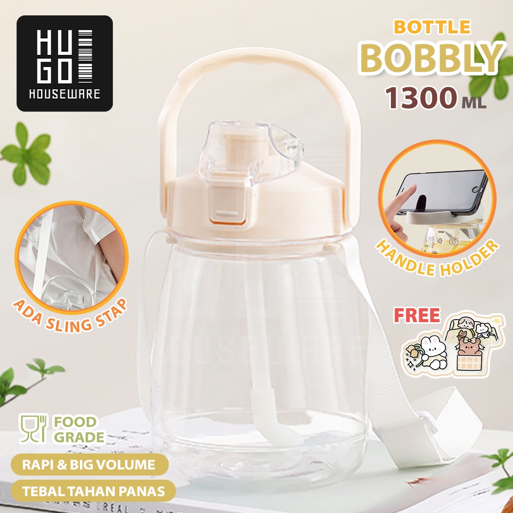 HUGO Botol Air Anak Bening Anti Bocor 1300 ml Botol Minum Lucu Premium BPA FREE