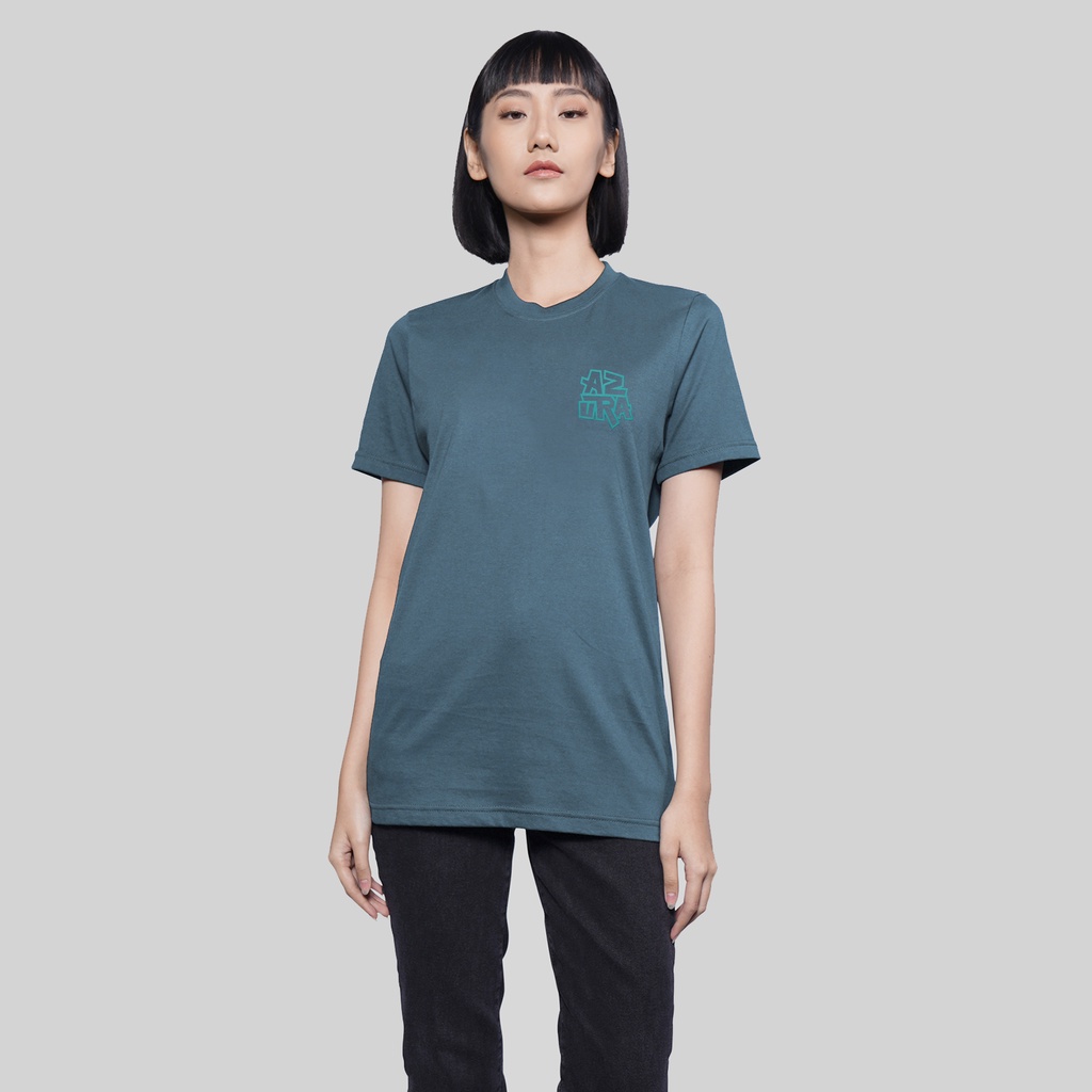 Logo Type Chest Flocking Mrnl Mineral Blue Kaos Azura Streetwear Dewasa