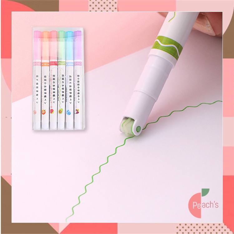 

PEACHs - S5877 Pena Garis Warna Bermotif / Spidol Garis / Roll Line Marker Estetik / Pulpen Highlighter / Spidol Garis Line Marker