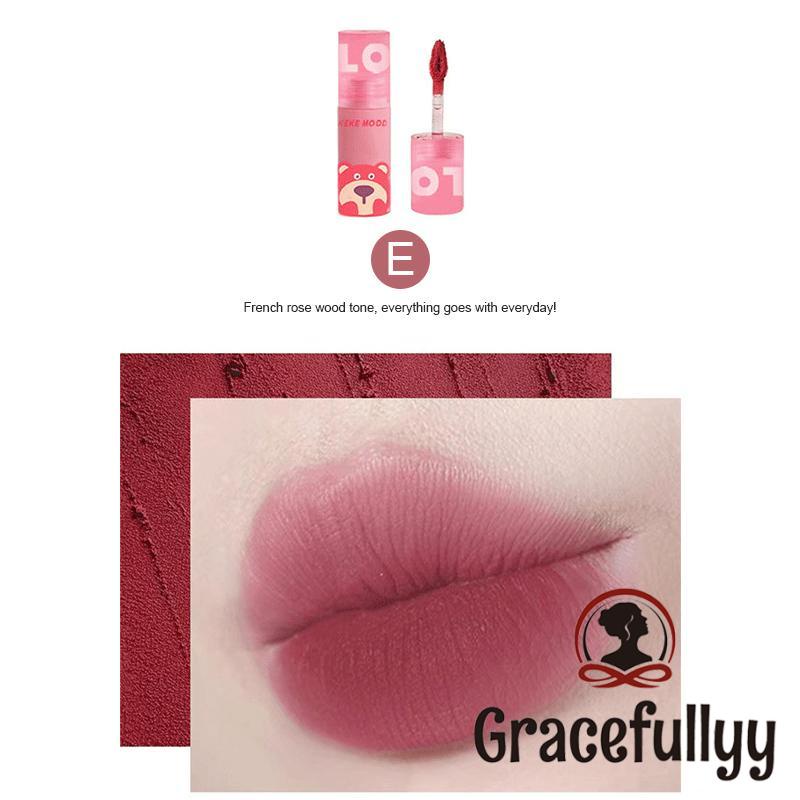 [COD]KEKEMOOD Lip Gloss Strawberry Bear Lip Glaze Matte Moisturizing Lip Mud Tahan Air Tahan Lama-GY