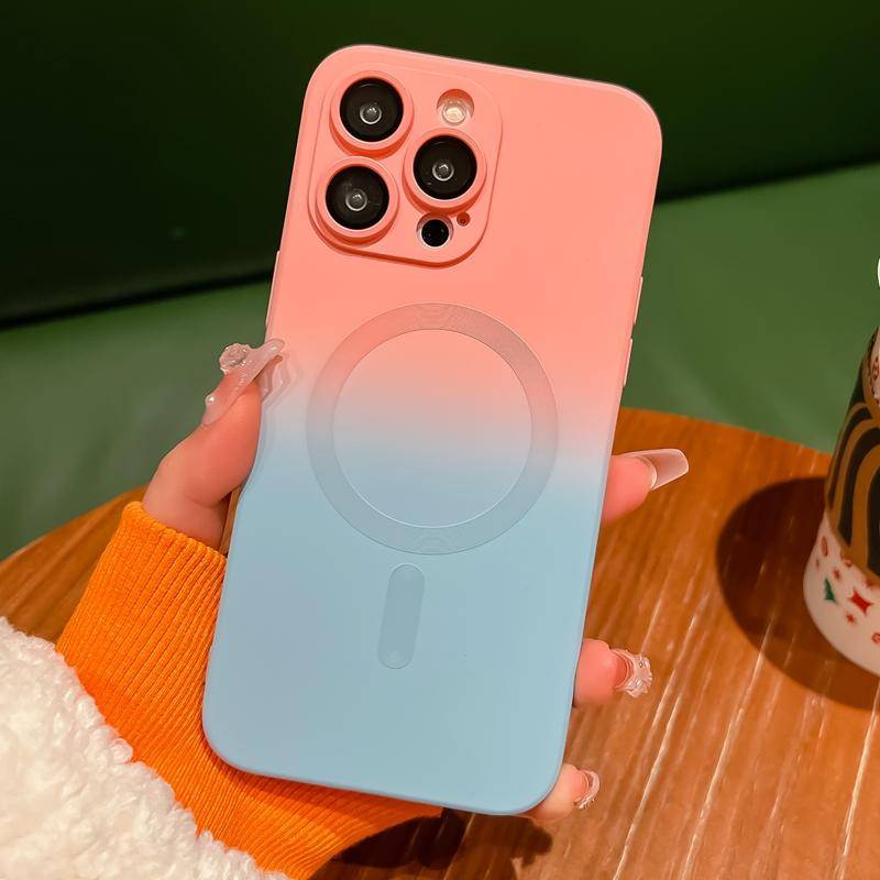 IPHONE Luxury Magsafe Wireless Charge Matte Case Untuk iPhone13 12 11 Pro MAX Lembut Bumper Magnetik Gradien Warna Cover Untuk iPhone13 iPhone12 iPhone11