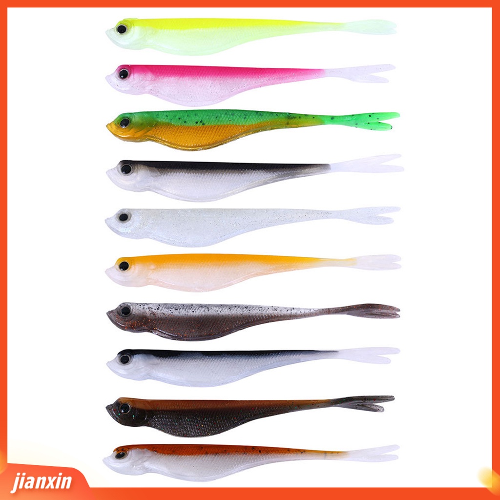 (In Stock) 5 Pcs 12 cm Bicolor Ekor Ganda Palsu Bionic Lure Lembut Umpan Ikan Aksesori Memancing