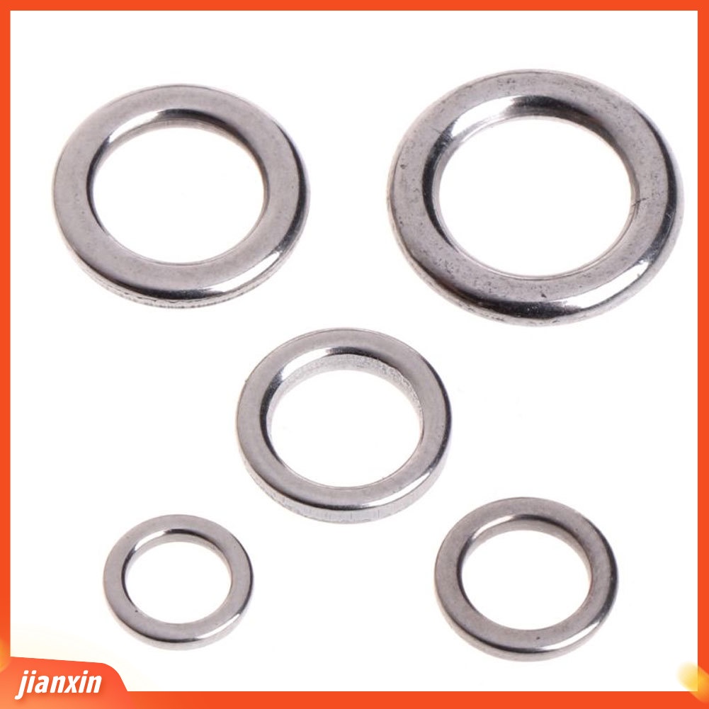 (In Stock) 50Pcs Memancing Padat Stainless Steel Snap Split Ring Lure Tackle Alat Konektor