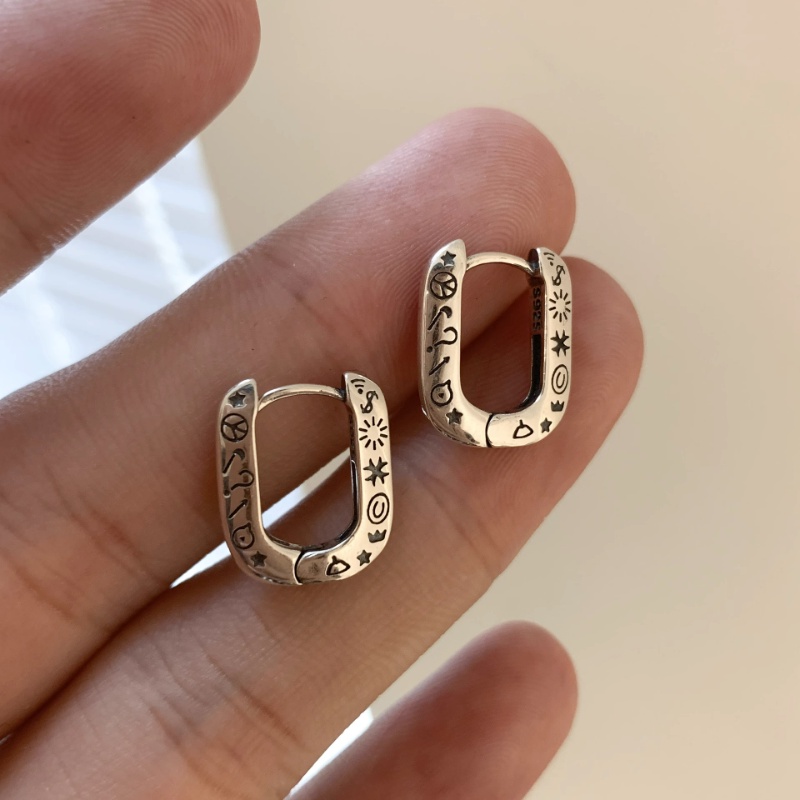 925 Sterling Silver Anting Grafiti Unik Mewah Perhiasan Ringan Wanita Ear Buckle Ear Studs Untuk Gadis Keren