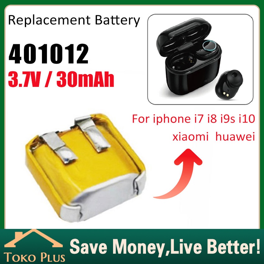 Baterai Headset Bluetooth TWS Wireless 30mAh Batre Handsfree Bluetooth 3.7V 401012 Rechargeable Lith