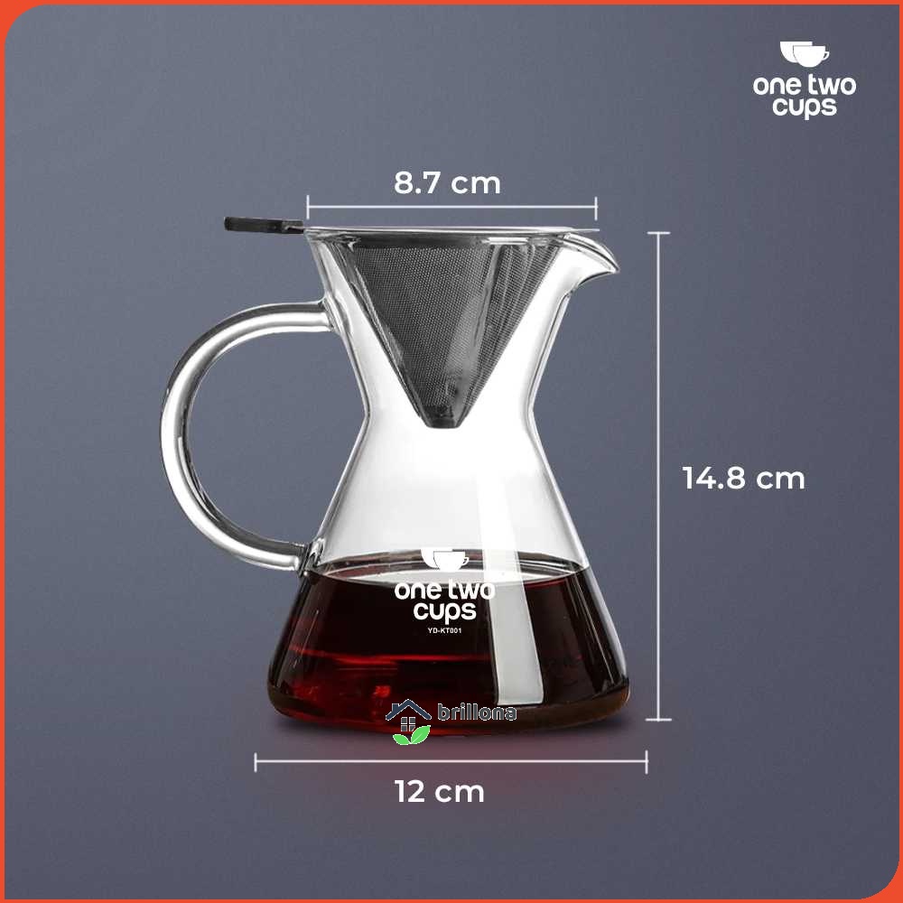 One Two Cups Coffee Maker Pot V60 Teko Kopi 500ml + Filter - YD-KT001