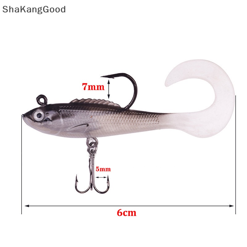 Kait Pancing Selip Umpan Lembut 6cm 4g Body Wobblers Tail Fishing Lures Buatan Renang Untuk Bass Pike Ikan Kecil Tackle SKK