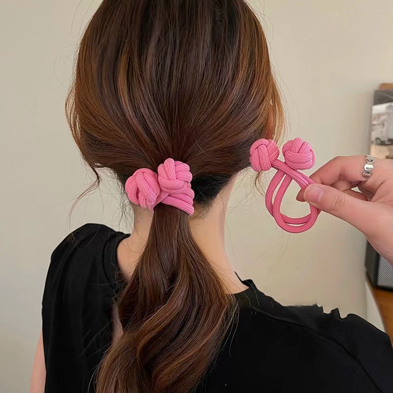 Pink Diikat Ikat Rambut Elastis Fashion Karet Gelang Scrunchies Ponytail Tinggi Rambut Cincin Wanita Aksesoris Rambut