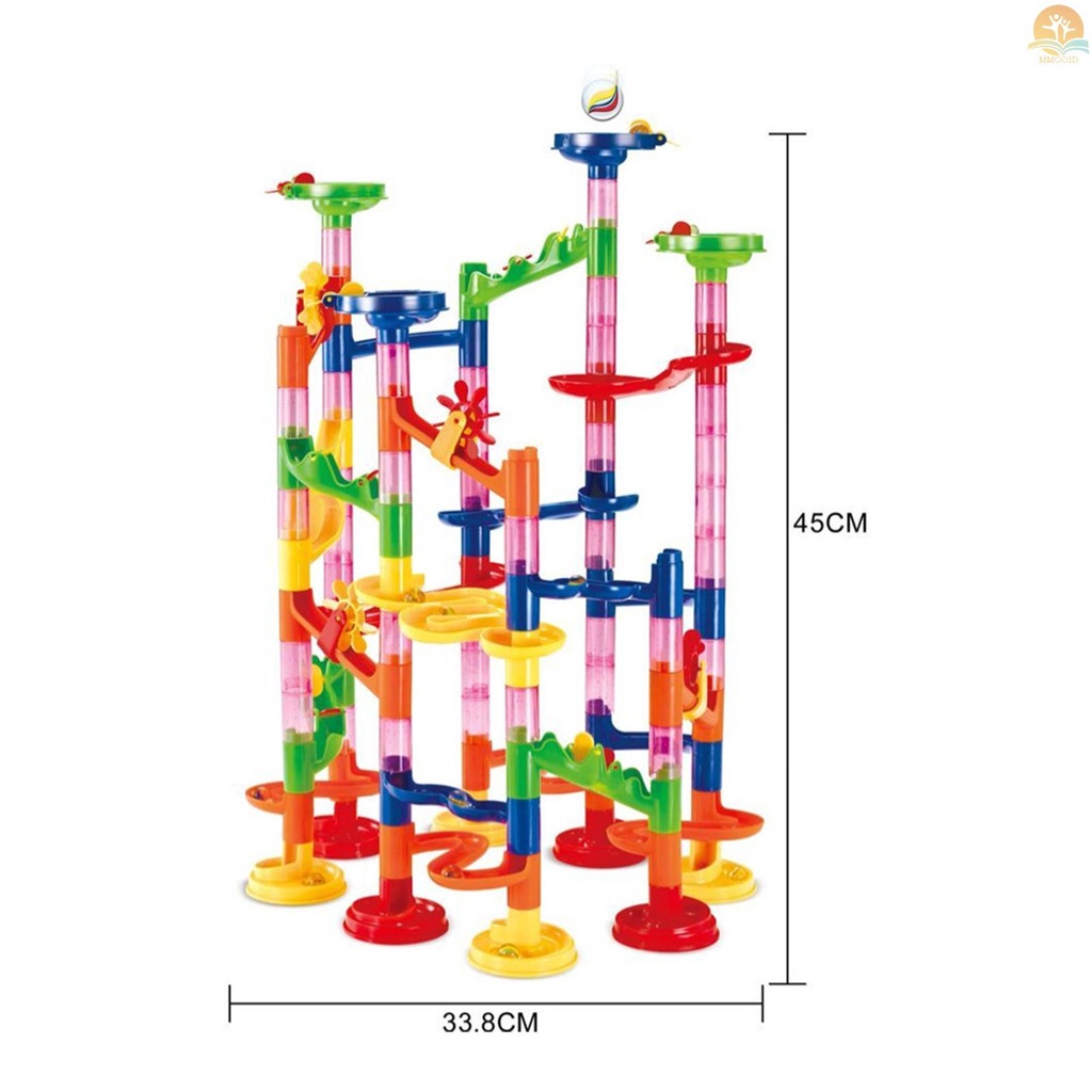 In Stock Konstruksi Marble Run Race Track DIY Bangunan Kereta Api 105buah Set Anak 3D Maze Ball Roll Mainan Anak Hadiah Natal