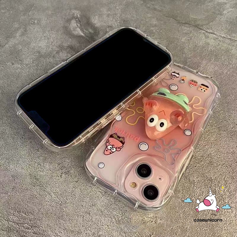 Stand Case Boneka Sterik 3D Lucu Untuk Realme C53 C55 C33 9i 6i 5s C31 C25 C12 7i 5i 5 C25s C35 C11 C21Y C15 C20 C25Y C30 C21 C17 C3 C20A 3DWavy Tepi Melengkung Spongebob Patrick Star Case