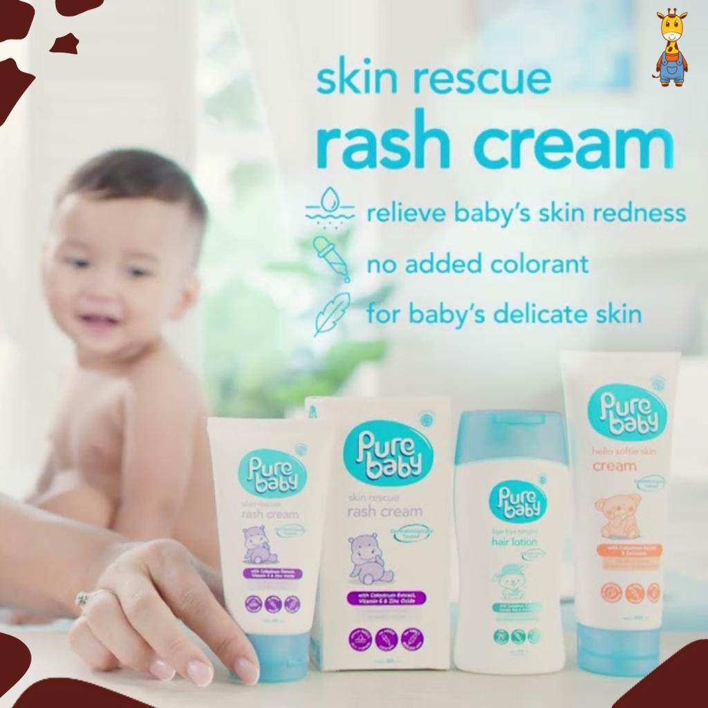 Pure Baby Skin Rescue Rash Cream 50ml - Krim Bayi Anti Ruam, Kemerahan dan Iritasi